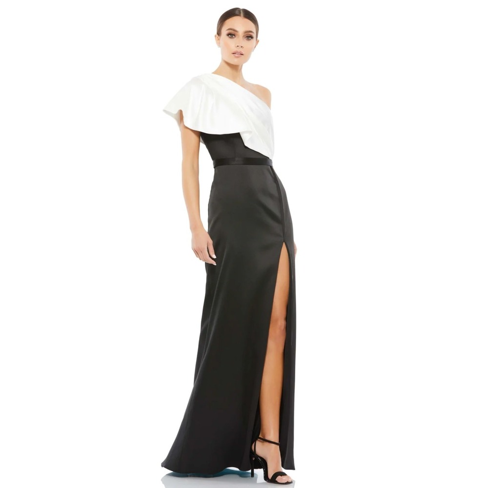 Mac Duggal 26599 Two Tone Ruffled One Shoulder Gown 6 NEW